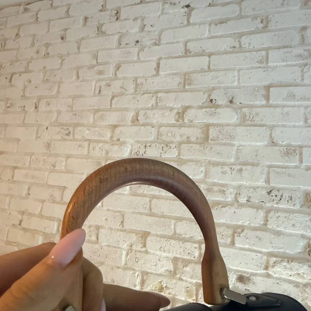 Goyard Black and Tan Satchel with Wooden Handle